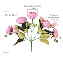 Lade das Bild in den Galerie-Viewer, Dekorativer Pfingstrosenstrauß aus Seidenblüten